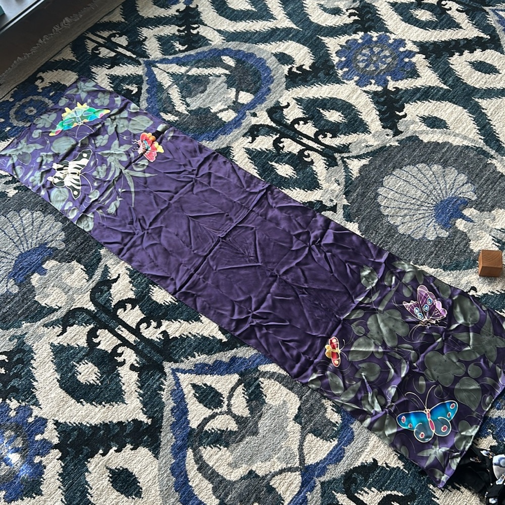Silk Scarf with Hand Painted Butterfly Design - Picture 6 of 6
